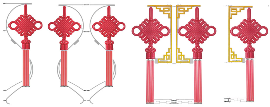 LED内发光支架中国结灯 路灯抱箍中国结灯